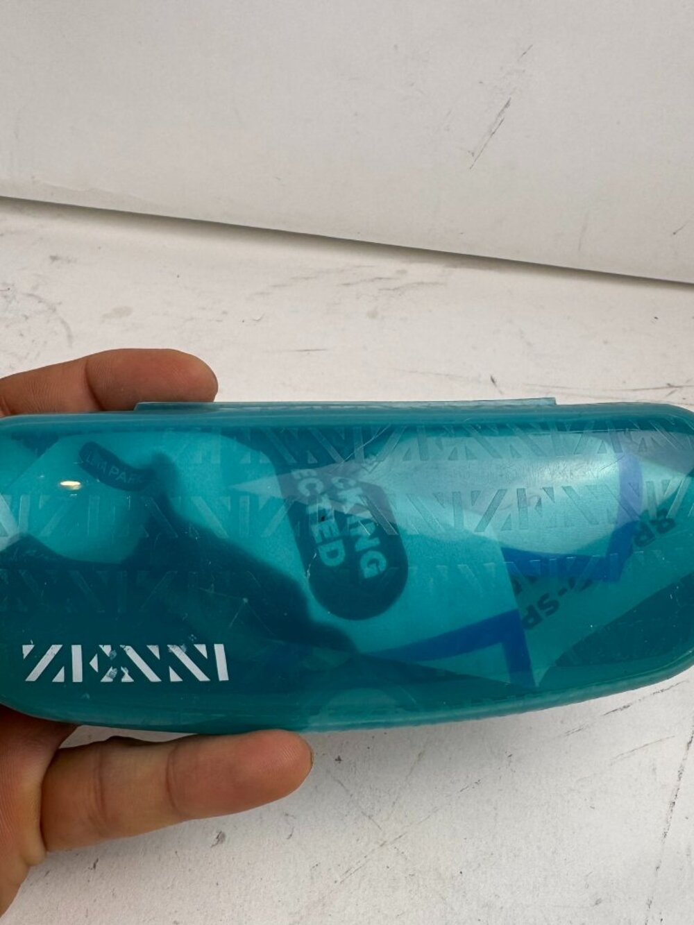 Zenni Translucent Teal Blue Clamshell Glasses Case & ID Guard Lens Cloth